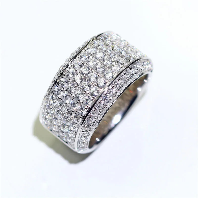 Luxury 925 Sterling Silver Plata Wedding Eternity Rings Zirconia for Men 3ct CZ Crystal Promise Engagement Finger Ring Bague