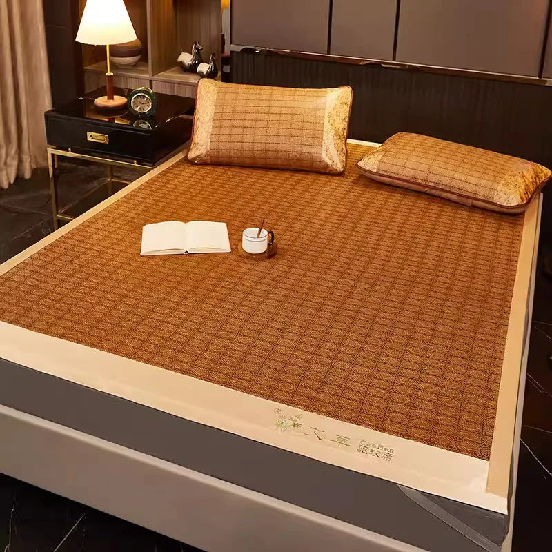 Cool Mat Bamboo Mat Summer Naked Sleeping Student Dormitory Mattress Foldable Ice Silk Mat Dual-Use Double-Sided