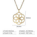 Flower of Life Sacred Geometry Necklace Stainless Steel Mandala Neck Chain Women Men Vintage Universal Spiritual Jewelry