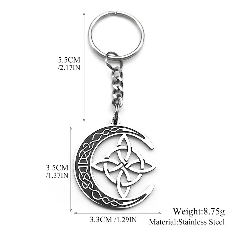 Celtic Steel Ring Crescent Irish Knot Key Witch