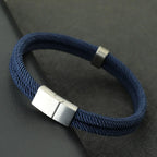 Fashion Men Bracelet Stainless Steel Magent Buckle Wrap Braclet Bangle Pulseria Hombre Beach Nautical Rope Braslet