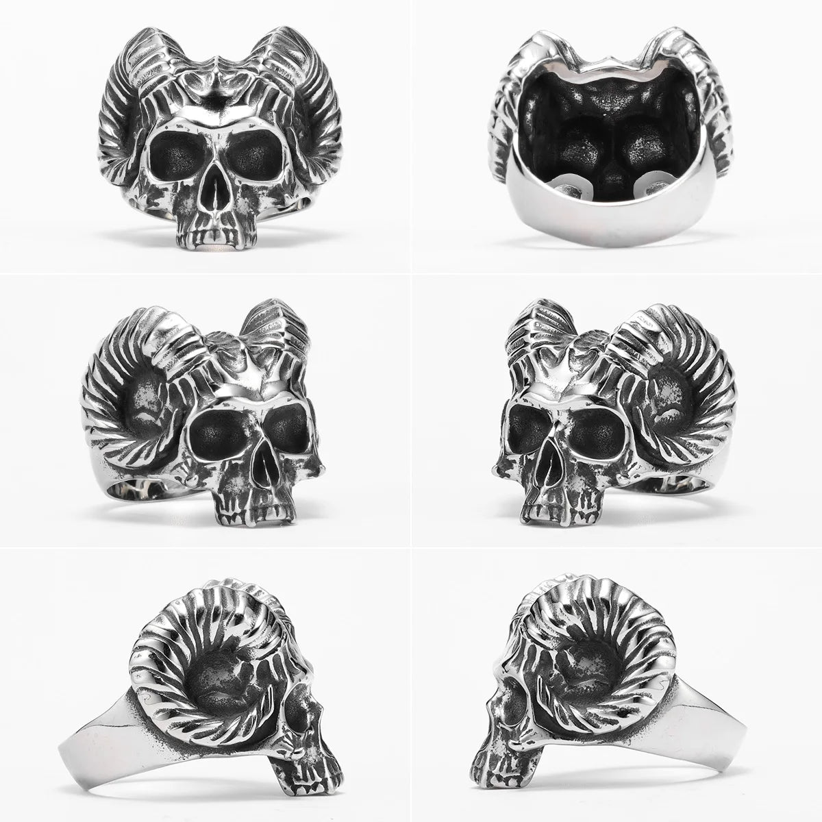 Gothic Satan Skull Ring — Stainless Steel