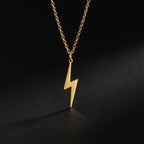 Skyrim Lightning Pendant Necklace Chain Geometric Stainless Steel Simple Necklace for Women Men Party Ornament Jewelry