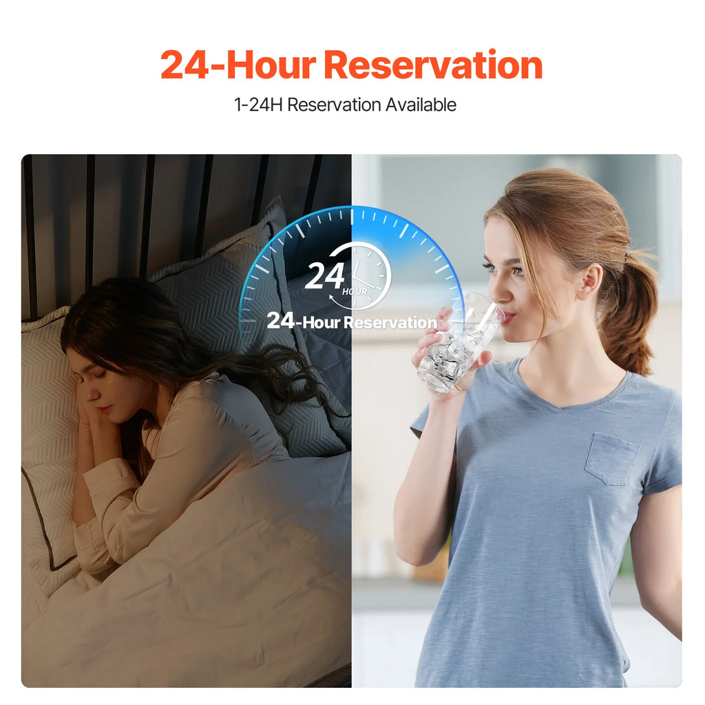 SucceBuy Countertop Ice Maker 24 Cubes Ready in 15 Mins Self-Cleaning Portable Ice Maker with Ice Scoop and Basket Ice