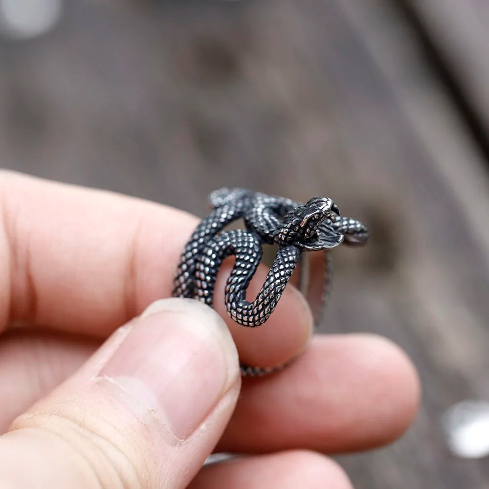 NEW Men's 316L stainless-steel rings Punk Fashion snake RING for teens animal Jewelry Gift free shipping
