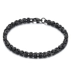Fongten 4/5/6/8mm Byzantium Bracelet For Men Stainless Steel Box Chain Wirstband Charm Men Bangle Bracelets Jewelry
