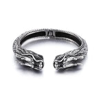 New Vintage Double Dragon Head Bracelets For Men Punk Hip Hop Biker 316L Stainless Steel Vikings Animal Bracelet Amulet