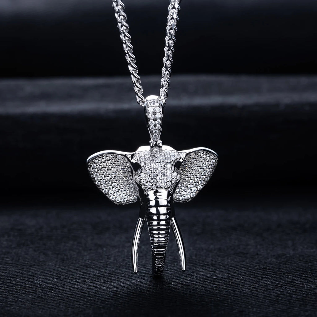Iced Out Elephant Pendant — 925 Silver