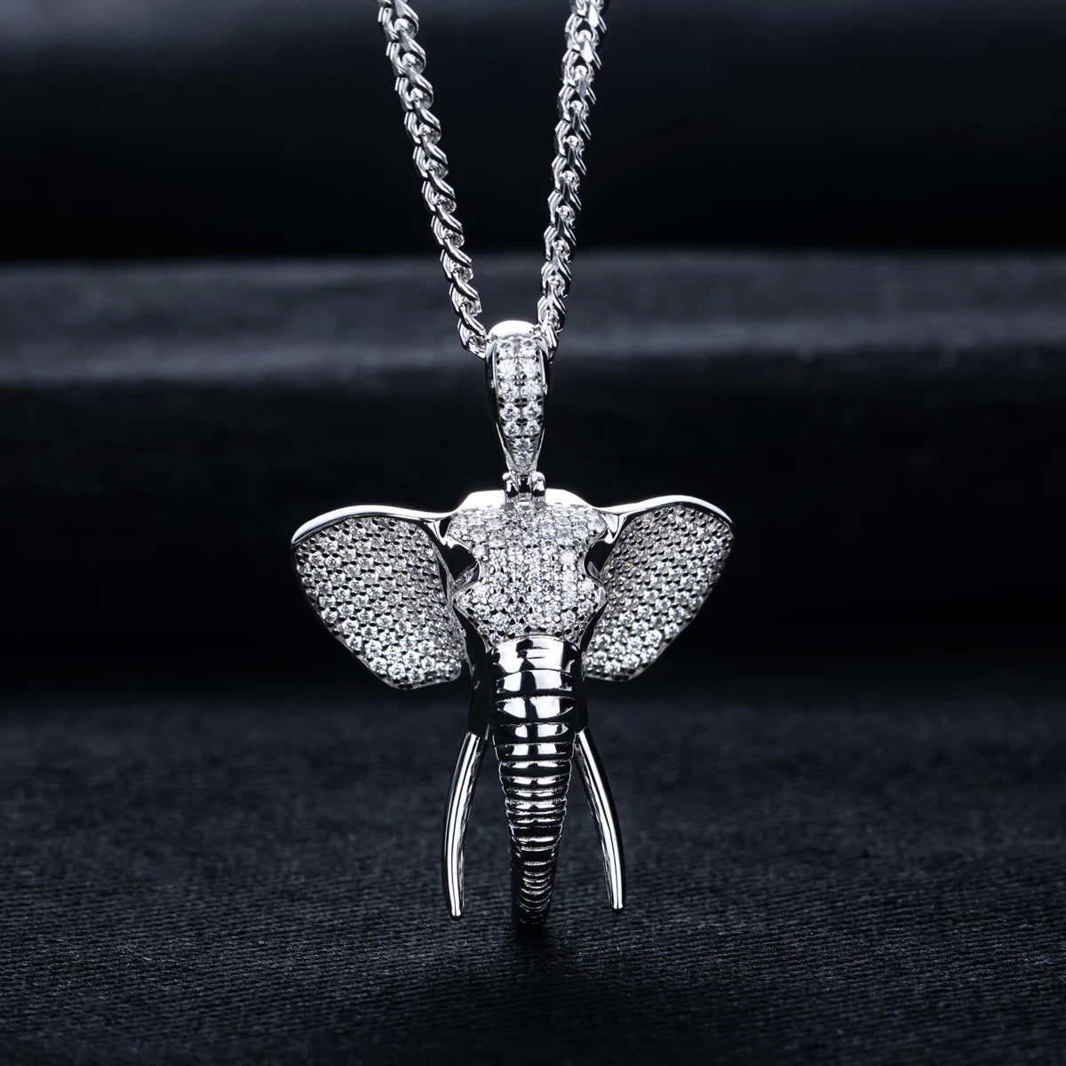 Iced Out Elephant Pendant — 925 Silver