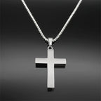 Jesus Christ Cross Pendant Necklace Box Chain — Stainless Steel