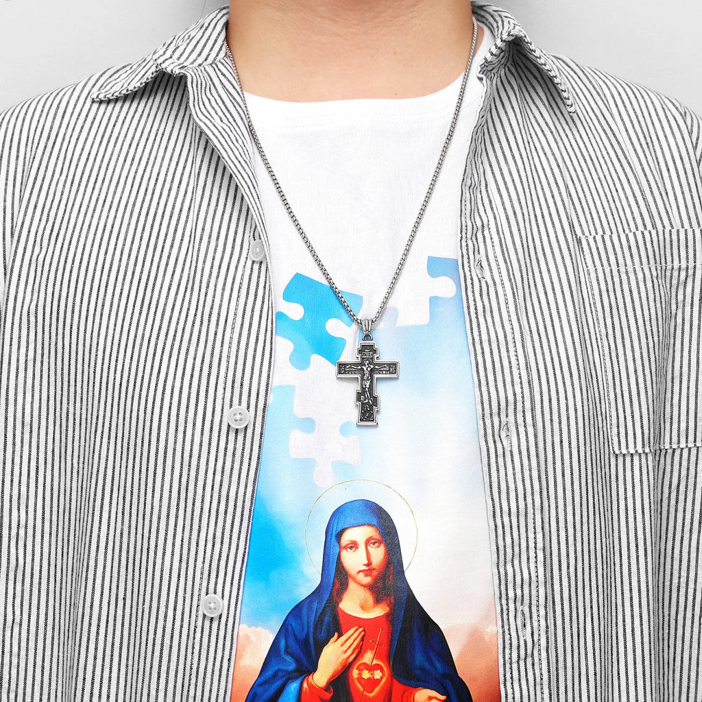 INRI Jesus Cross Pendant Necklace — Stainless Steel