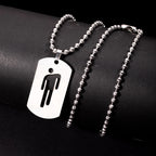 New Fashion Skew Head Tag Stainless Steel Pendant Necklaces for Men Women Wholesale Hip Hop Jewelry