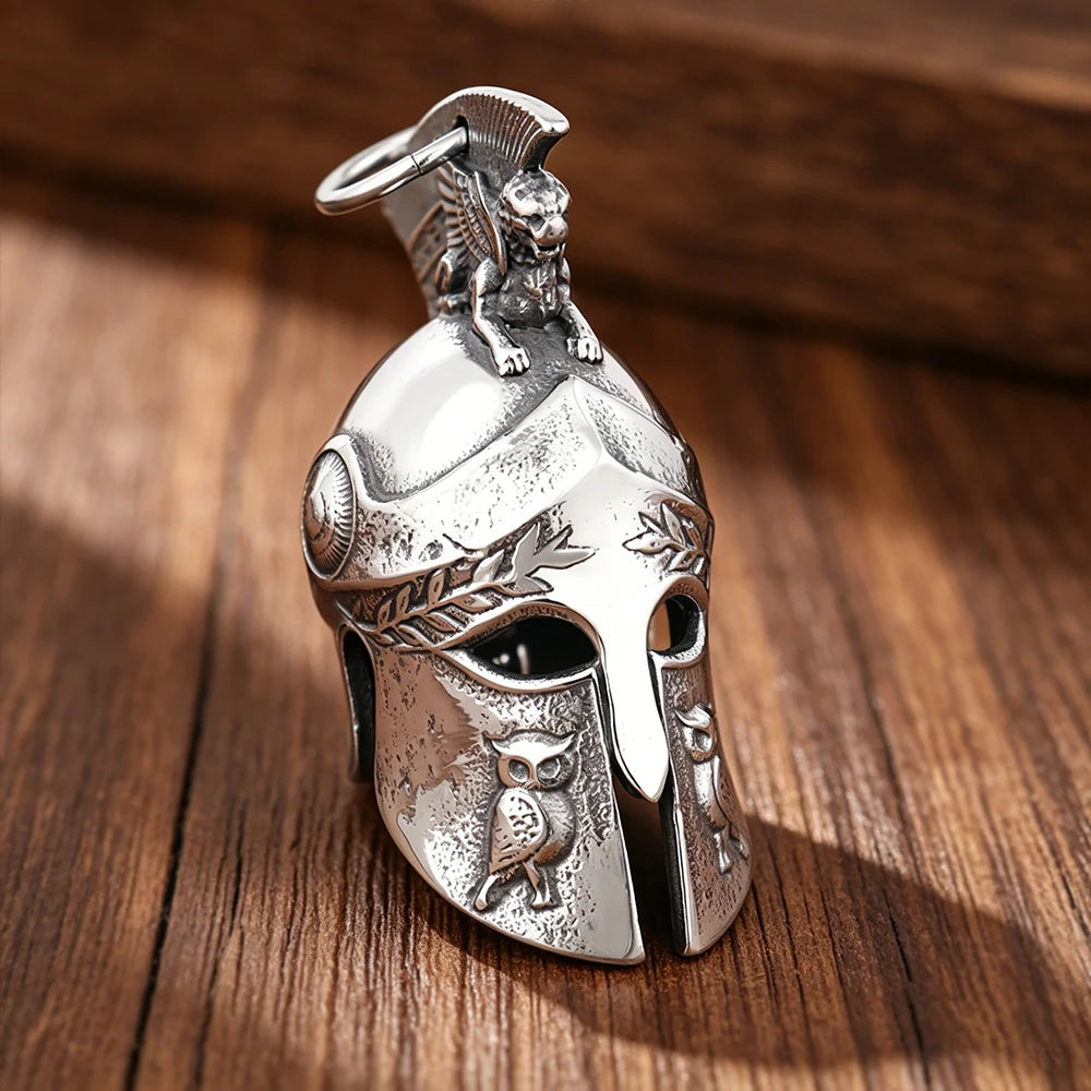 Spartan Roman Viking Bell Pendant Necklace Men Women Vintage Biker Punk Lucky Amulet Helmet Stainless Steel Jewelry Gift Dropshi
