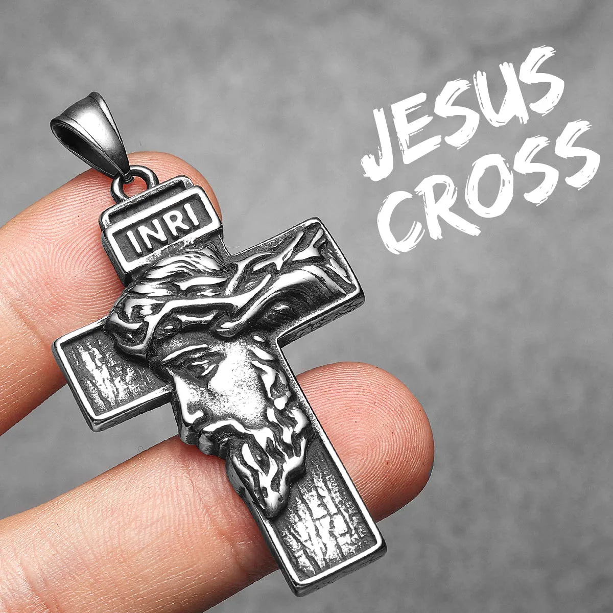 3D Jesus Cross Pendant — Stainless Steel