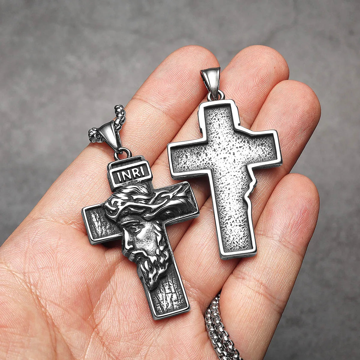 3D Jesus Cross Pendant — Stainless Steel