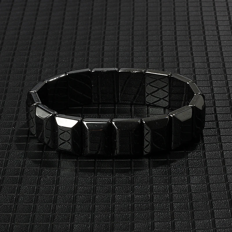 Hematite Therapy Stretch Bracelet — Mixed Metal