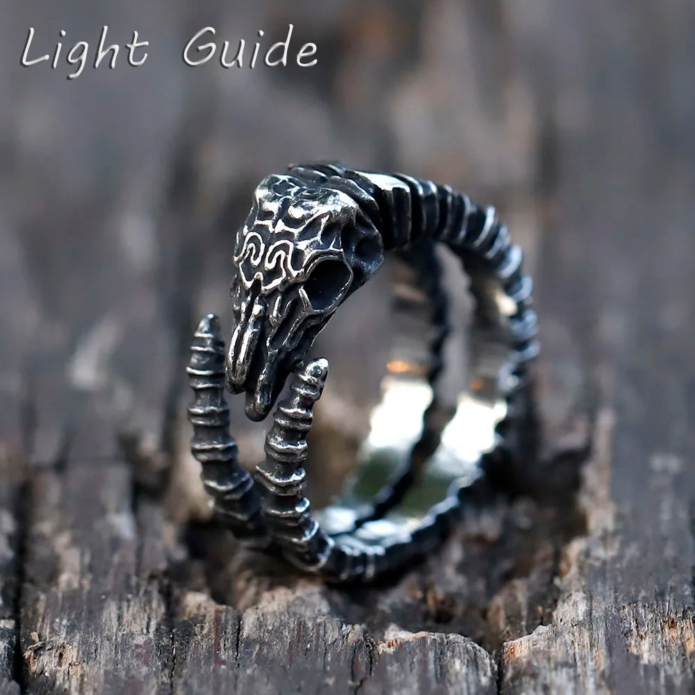 2022 NEW Men's 316L stainless steel Sheep Skull head rings for teen hip hop fashion punk Jewelry Gifts free shipping