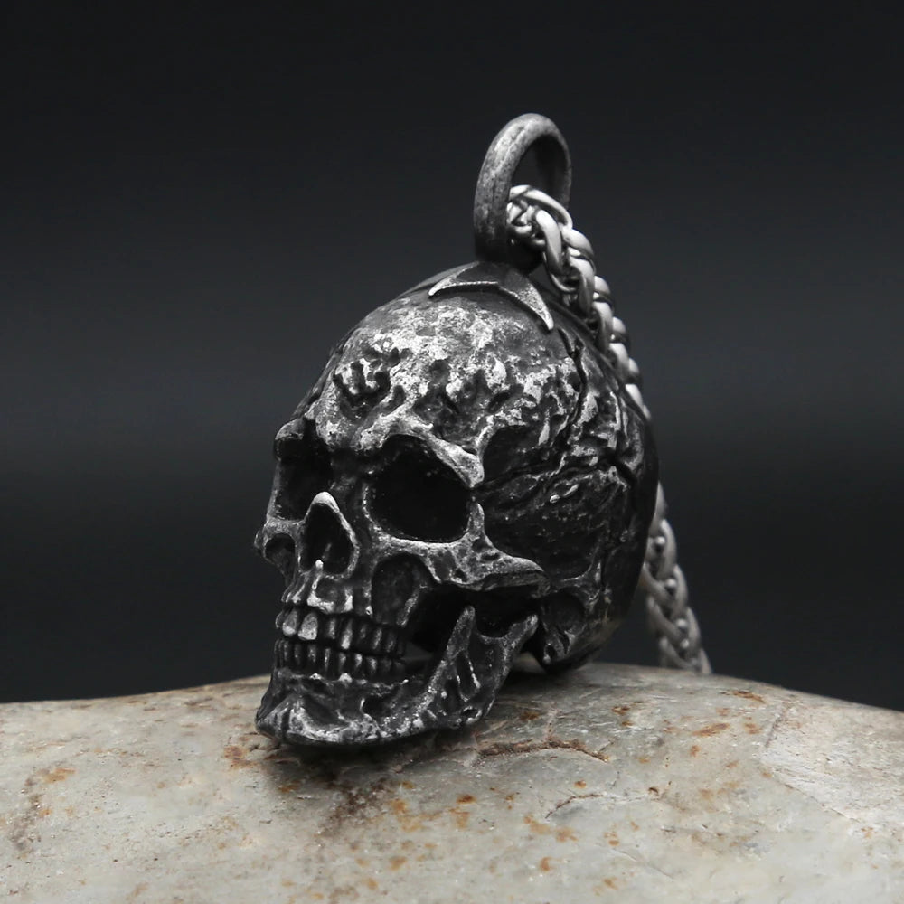 Gothic Skull Steel Pendant Vintage Dark Punk