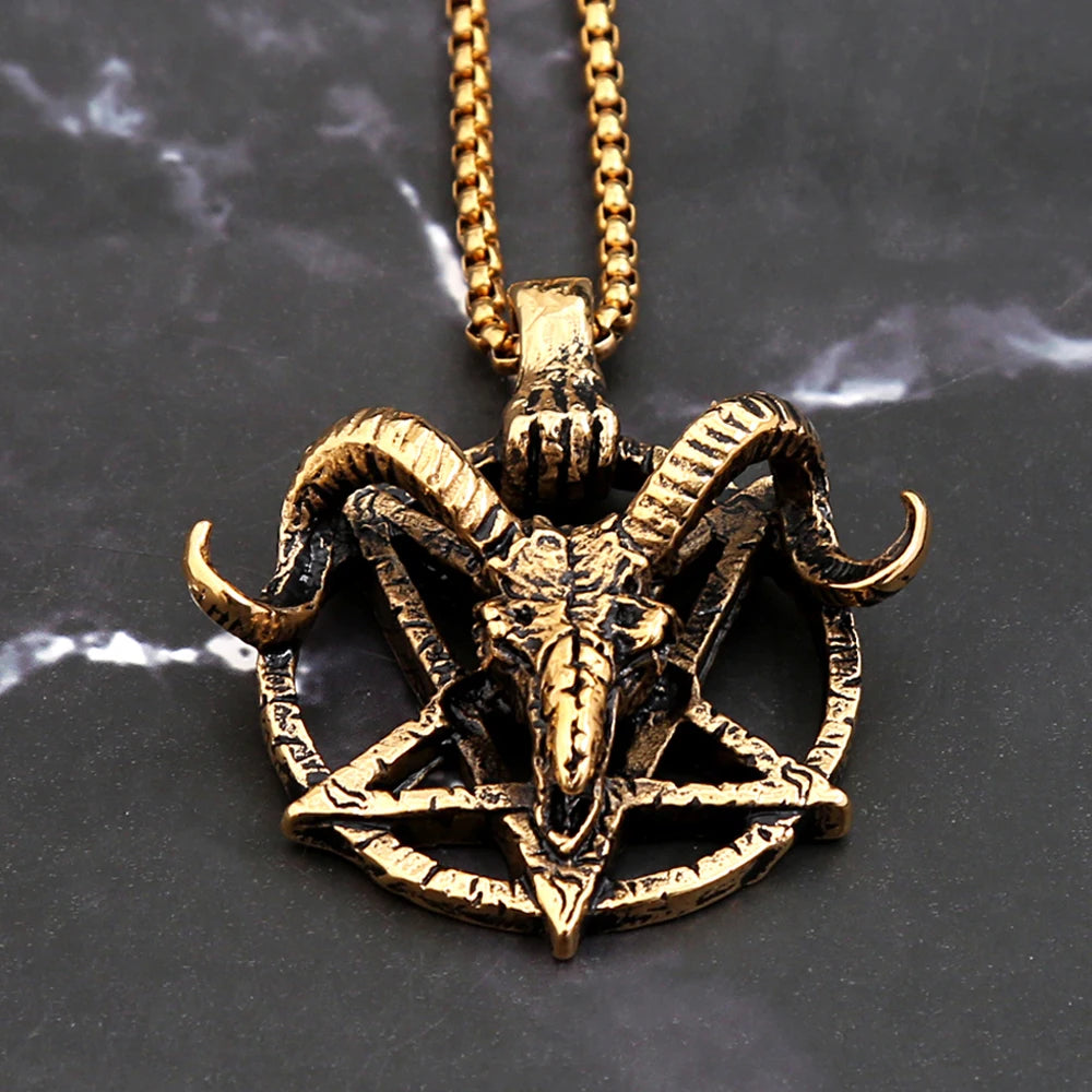 Skull Pentagram Pendant — Stainless Steel