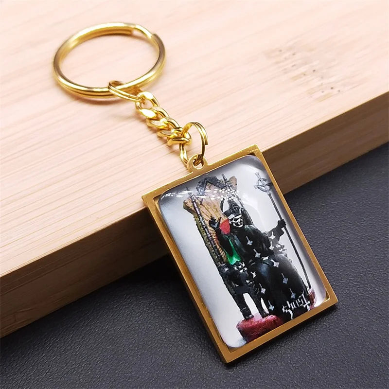 Ghost Band Pendant Keychain — Stainless Steel