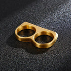 Cool Hiphop Ring Fashion Black Gold Silver Color Double Finger Brass Knuckles Rings Unisex Jewelry Birthday Charm Gifts