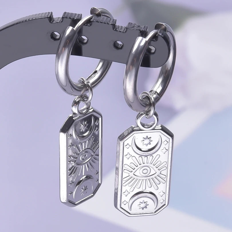 Moon Dangle Huggie Hoop Earrings, Multi-Style — Stainless Steel