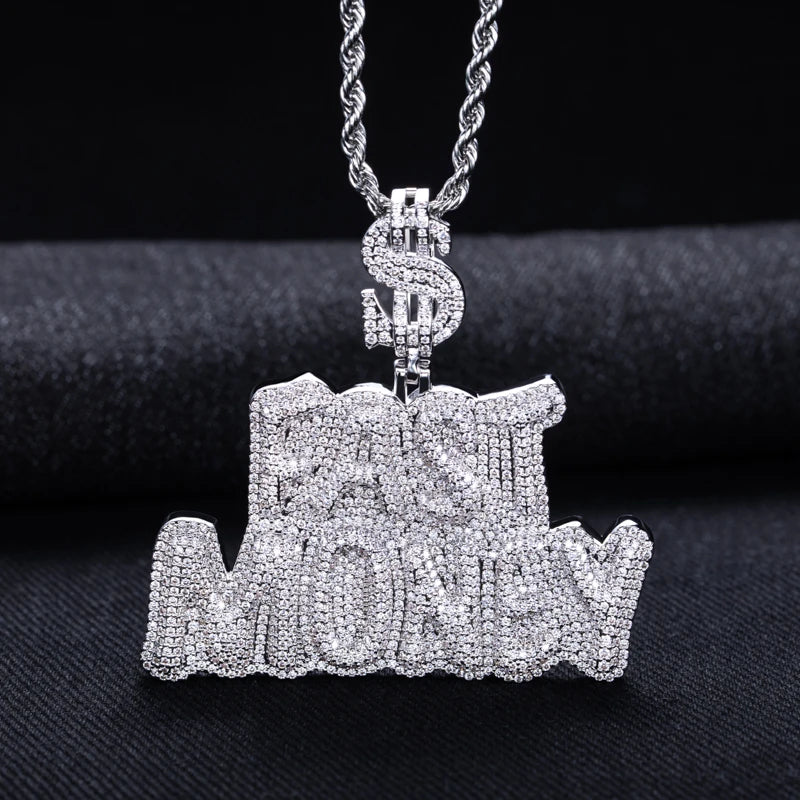 Iced Out Letter Pendant — 14K Gold