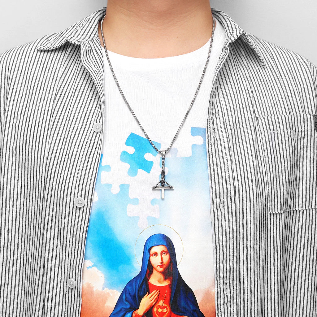 Jesus Cross Amulet Necklace — Stainless Steel