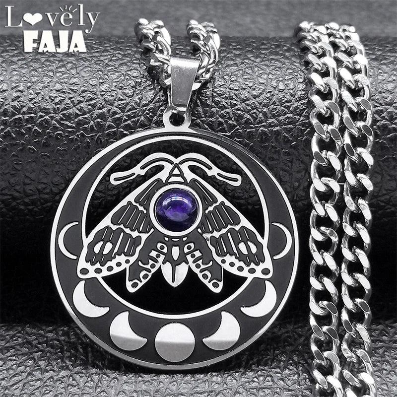 Moon Crescent Pendant Necklace — Stainless Steel