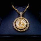 1 piece men's fashionable hip hop Santa Muerte set with sparkling rhinestones rotatable pendant decorative necklace