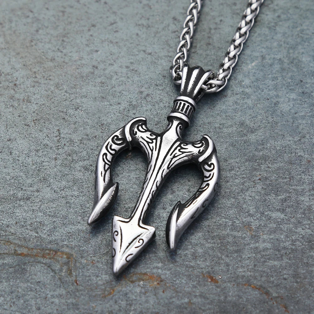 Poseidon Trident Pendant — Stainless Steel