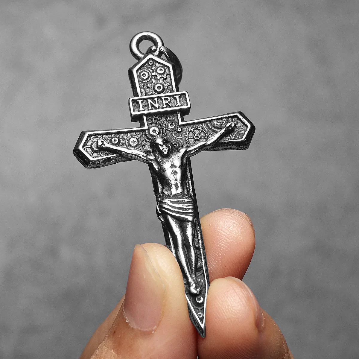 Cross INRI Jesus Pendant Necklace Stainless Steel