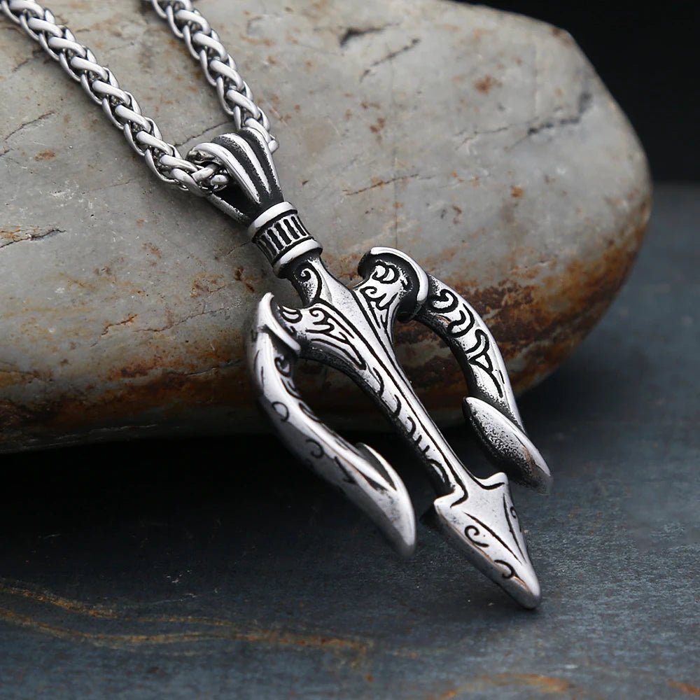 Poseidon Trident Pendant — Stainless Steel