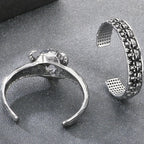 Cool Gothic Viking Skull Head Bracelet for Men Solid Stainless Steel Bangle Bracelets Opening Cuff Punk Rock Jewelry