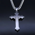 Gothic Cross Silver Pendant Christian Rhinestone