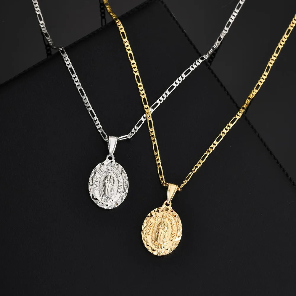 Virgin Mary Figaro Chain Pendant — SS