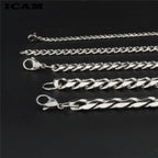 ICAM 3-11mm Men's Bracelets Silver Stainless Steel Curb Cuban Link Chain Bracelets For Men Women Wholesale Jewelry Gift