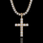 Fashion Simple Bling Cross Jewelry Iced Out Cubic Zirconia Diamond 18k White Gold Plated Cross Pendant Necklace For Men Women