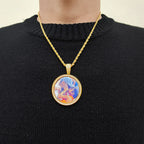 Iced Out Photo Pendant Necklace Stainless Steel