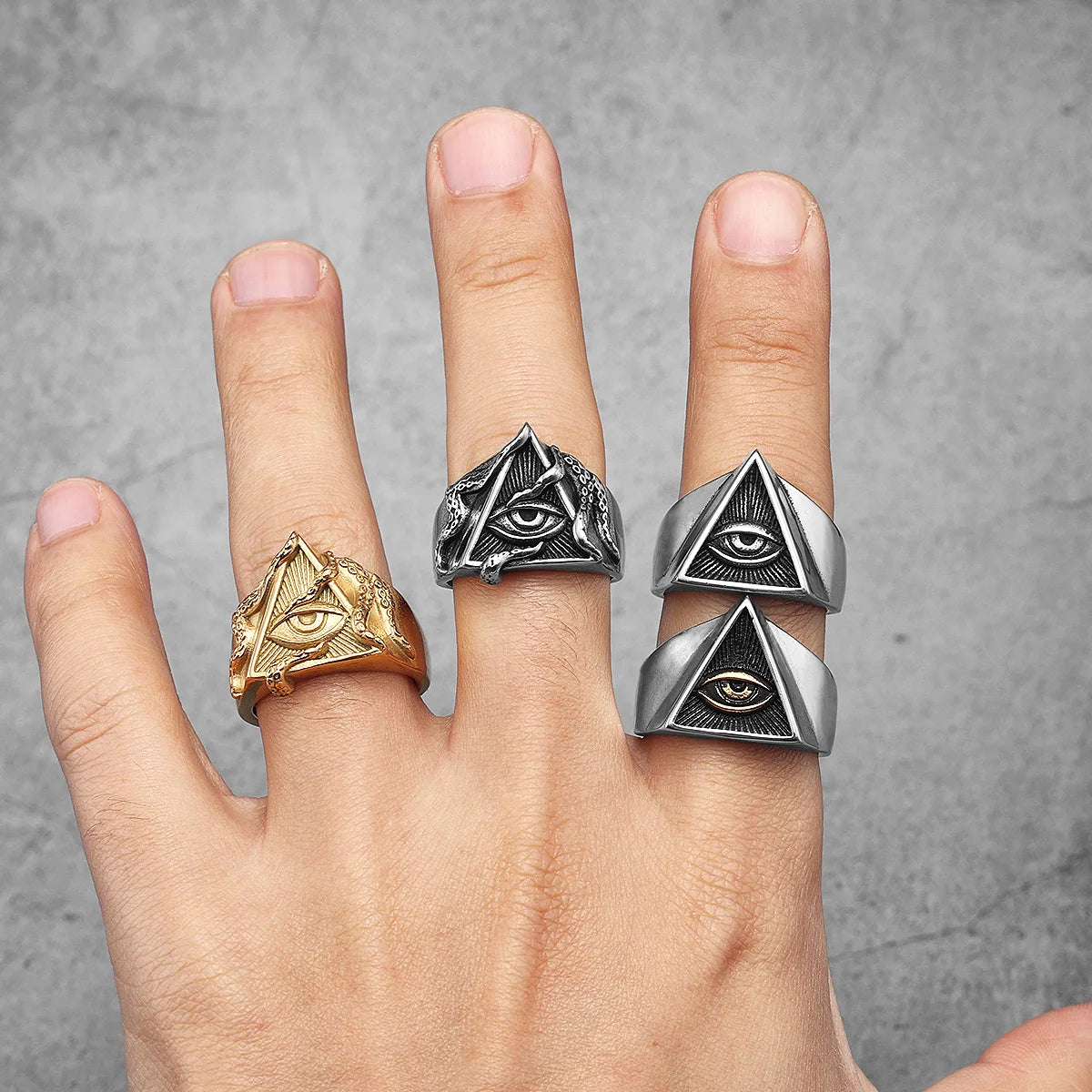 Freemason Illuminati Triangle Ring — Stainless Steel