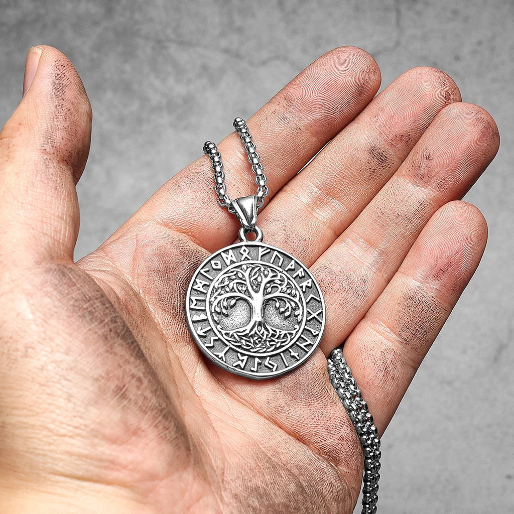 Viking Tree of Life Pendant Necklace — Stainless Steel