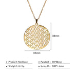 Flower of Life Sacred Geometry Necklace Stainless Steel Mandala Neck Chain Women Men Vintage Universal Spiritual Jewelry