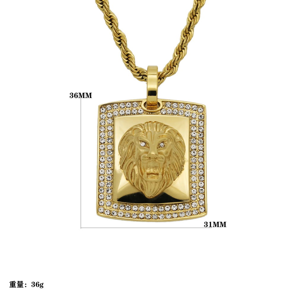 Lion Head Pendant Necklace — Stainless Steel