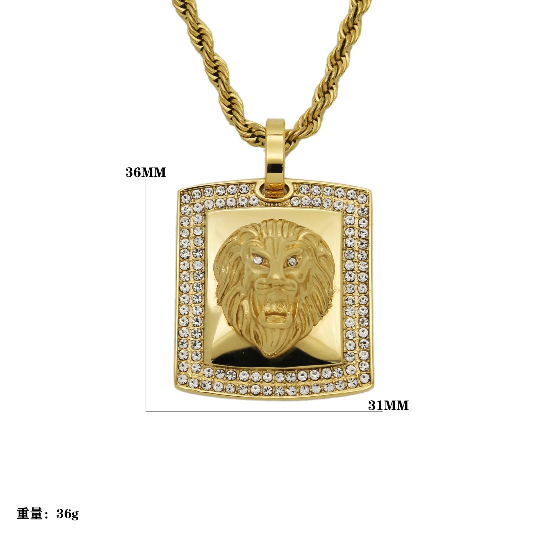 Lion Head Pendant Necklace — Stainless Steel