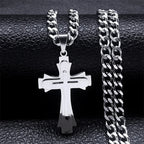 Cross Layered Pendant Necklace — Stainless Steel