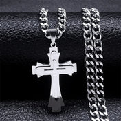Cross Layered Pendant Necklace — Stainless Steel