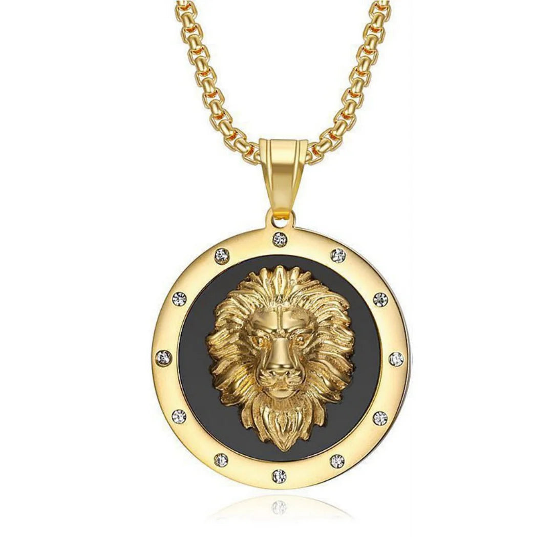Iced Out Lion Gold Pendant Necklace