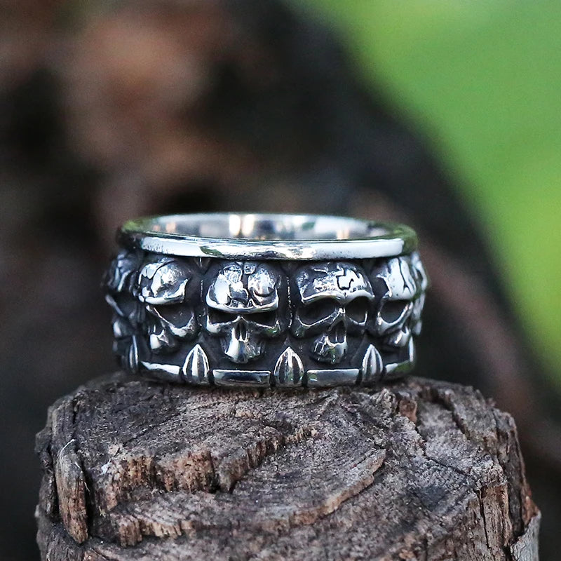 Hip-Hop Men's Biker Rings Head Evil Skull Ring Gothic Punk Rock Biker Jewelry Accessories Wholesale