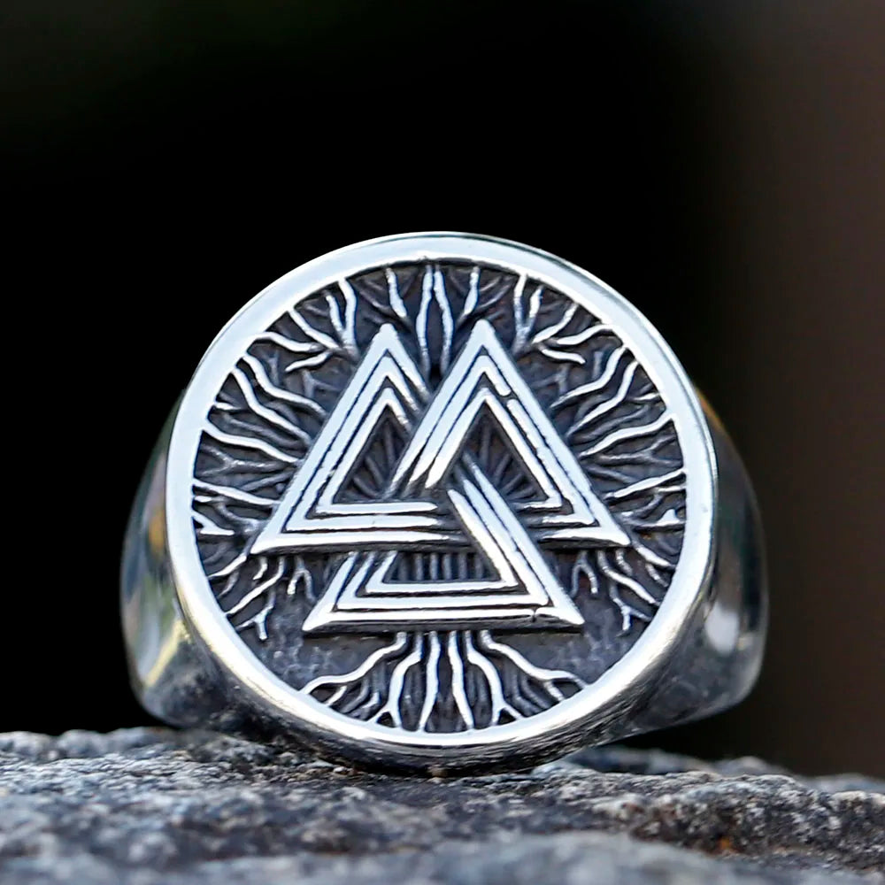 2023 New Fashion 316L Stainless Steel Viking Valknut Ring Amulet For Man Free Shipping