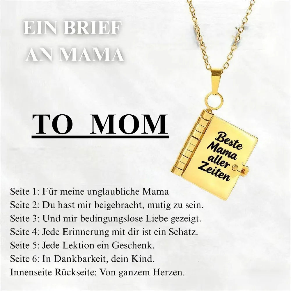 Spanish Granddaughter Book Necklace Engraved Information Heart Locket Pendant Gifts From Grandma Jewelry
